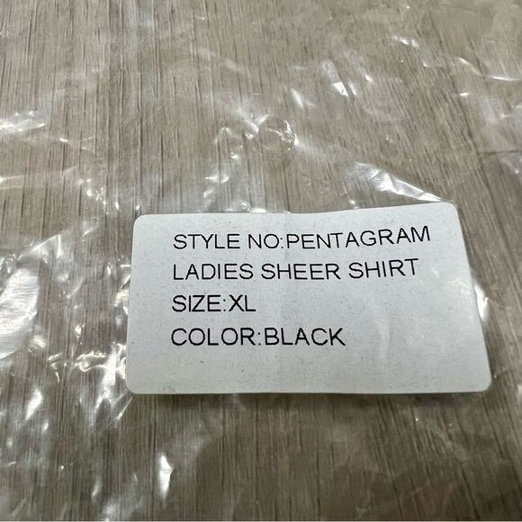 Pentagram floral ladies sheer shirt by Killstar sz XL black white button down - Picture 14 of 17